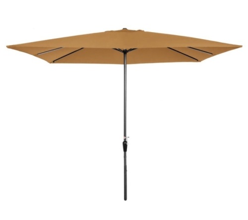 Rectangular Patio Umbrella w/ Easy Crank, UV-Resistant Fabric - 8x11ft, Tan, Inspected, Appears New - Lot 33