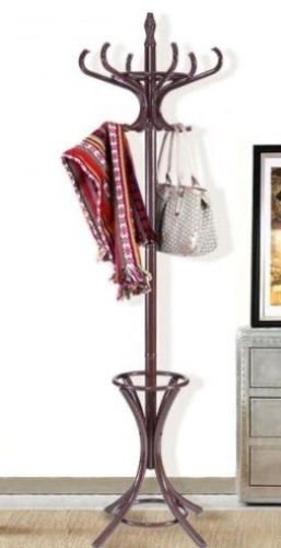 Wood Standing Hat Coat Rack with Umbrella Stand, Brown, Appears New - Lot 166