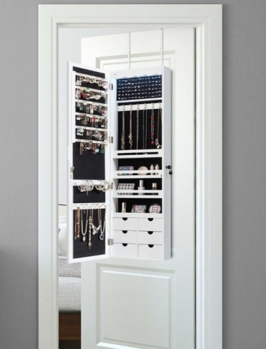 5 Leds Mirror Jewelry Armoire Wall Door Mounted, White, Inspected, E-Commerce Return - Lot 240
