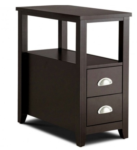 End Table Wooden With 2 Drawers And Shelf Bedside Table, Espresso, Inspected, Appears New - Lot 222