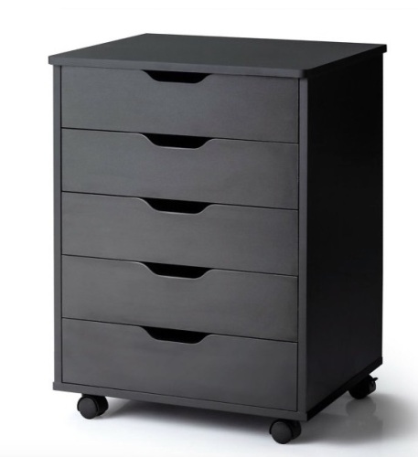 5 Drawer Chest Storage Dresser Floor Cabinet Organizer with Wheels, Black, Appears New - Lot 224