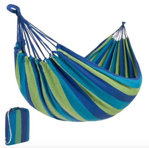 2-Person Brazilian-Style Double Hammock w/ Portable Carrying Bag, Blue, Appears New - Lot 333