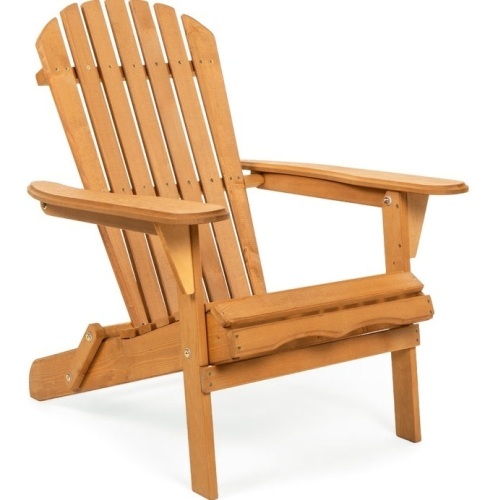 Folding Wooden Adirondack Chair Accent Furniture w/ Natural Finish - Brown, Appears New - Lot 308