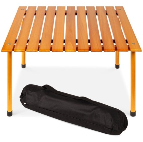Foldable Indoor Outdoor Wooden Table w/ Carrying Case - 28x28in, Appears New - Lot 277