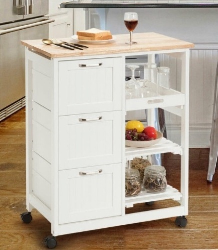 Rolling Kitchen Island Utility Storage Cart, White, Inspected, Appears New - Lot 316