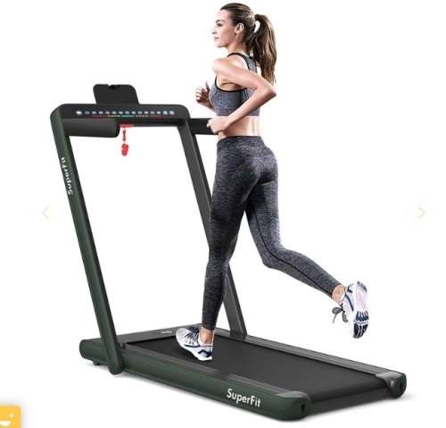 2-in-1 Electric Motorized Folding Treadmill with Dual Display, Powers On, Appears New - Lot 269