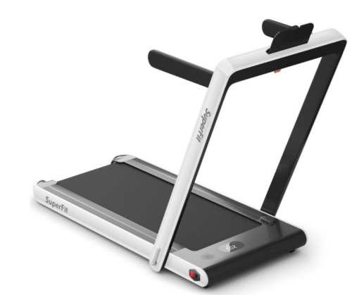 2 In 1 Folding Treadmill Dual Display With Bluetooth Speaker-White, Powers On, Appears New - Lot 283