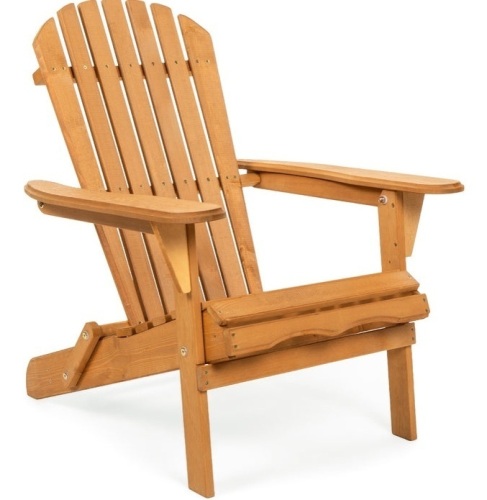 Folding Wooden Adirondack Chair Accent Furniture w/ Natural Finish - Brown, Appears New - Lot 312