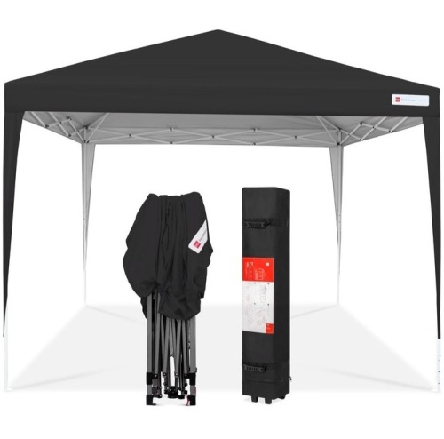Outdoor Portable Pop Up Canopy Tent w/ Carrying Case, 10x10ft, Black, Dirty/Damaged, E-Commerce Return - Lot 542