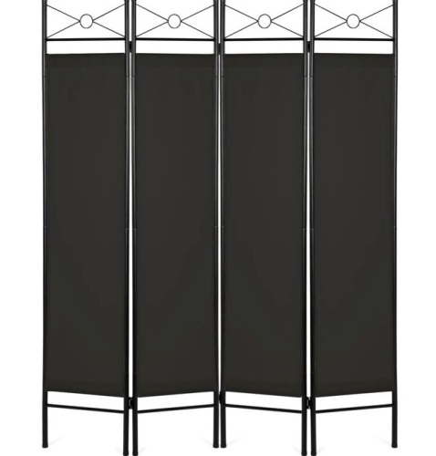 4-Panel Folding Privacy Screen Room Divider Decoration Accent, 6ft, Black, Appears New/Damaged Box - Lot 560