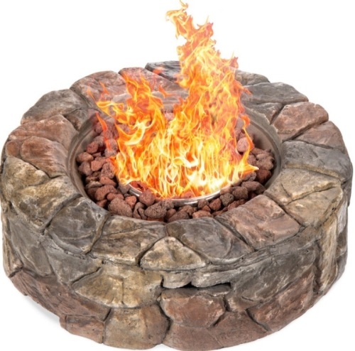 Stone Gas Fire Pit w/ 30,000 BTU, Ignition Button, Control Knob - 27.6in, Appears New - Lot 539