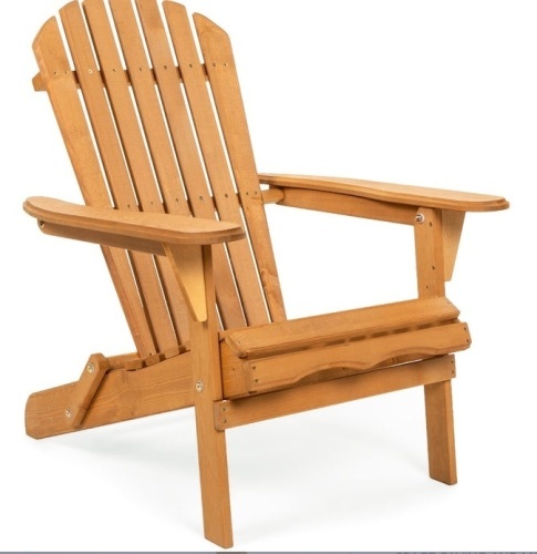 Folding Wooden Adirondack Chair Accent Furniture w/ Natural Finish - Brown, Appears New - Lot 583