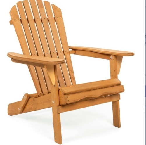 Folding Wooden Adirondack Chair Accent Furniture w/ Natural Finish - Brown, Appears New - Lot 114