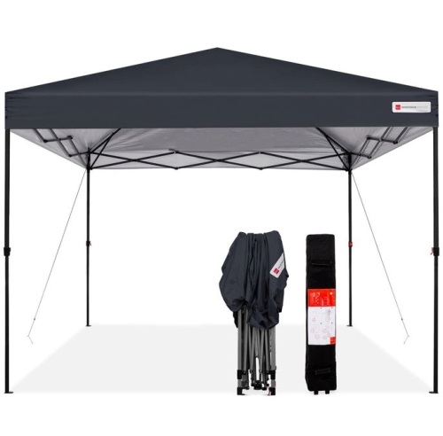 One-Person Setup Instant Pop Up Canopy w/ Wheeled Bag - 10x10ft, Gray, Appears New - Lot 273