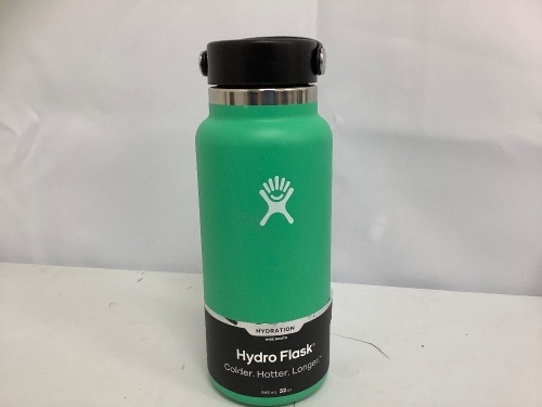 Hydro Flask Wide Mouth Water Bottle - 32 oz. - Spearmint, E-Commerce Return, Back is scratched - Lot 36