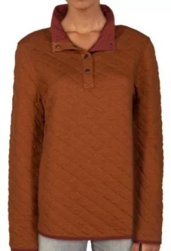 Natural Reflections Juniper Quilted Quarter-Snap Long-Sleeve Sweatshirt for Ladies - Pumpkin Spice - XL, New - Lot 202