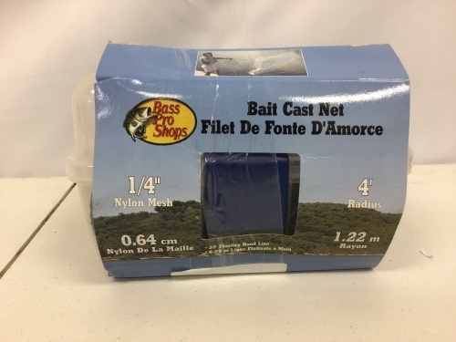Bait Cast Net - 4' Radius - Nylon - 1/4" Mesh, E-Commerce Return - Lot 213