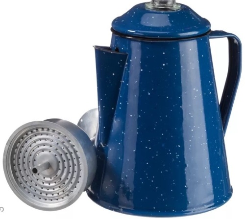 Enamelware 8-Cup Percolator, E-Commerce Return, missing glass knob - Lot 395
