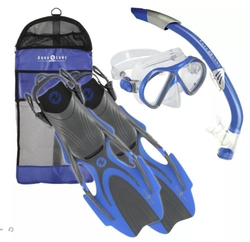 Aqua Lung Sport Maverick Adult Snorkel Set for Men - Blue - L/XL, E-Commerce, Untested  - Lot 421