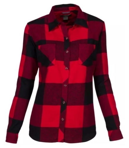 Natural Reflections Long-Sleeve Flannel Shirt for Ladies, Red/Black Buffalo, XL - New - Lot 483