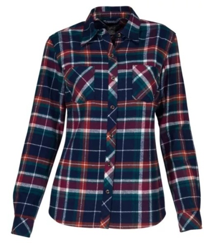 Natural Reflections Long-Sleeve Flannel Shirt for Ladies, Black Iris Plaid, XL - E-Commerce Return - Lot 484