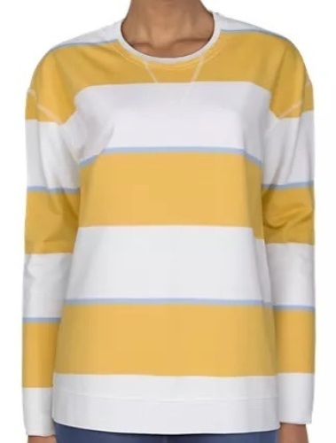 Natural Reflections Striped Long-Sleeve Sweatshirt for Ladies - Yolk Yellow - L, Appears New - Lot 532