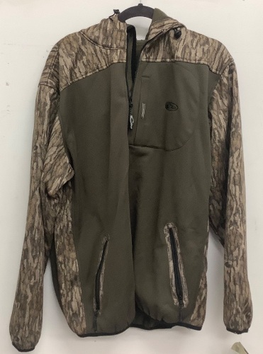 Drake Waterfowl Systems MST Endurance Soft Shell Hoodie for Men, Mossy Oak Bottomland, L - New with Damage, Torn on Bottom - Lot 516