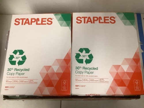 Case of (10) Reams 8.5"x11" Letter 30% Recycled Copy Paper - Lot 200