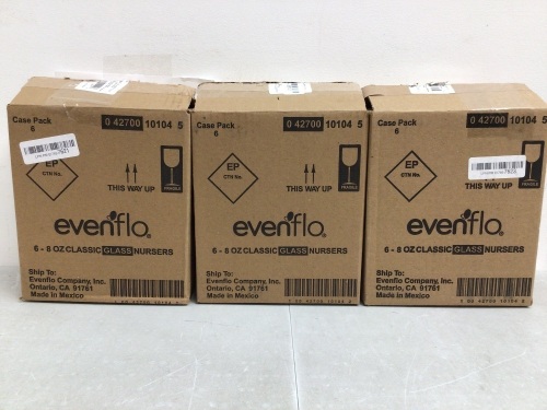 Lot of (3) Evenflo Glass Bottles, Appears New - Lot 25