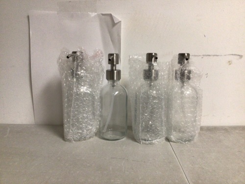 4 Pack Glass Pump Bottles, Appears New - Lot 574
