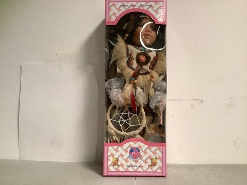 Jmisa 16" Porcelain Indian Doll, Appears new - Lot 124
