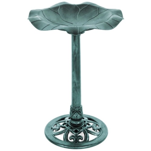 Lily Leaf Pedestal Bird Bath Decoration Accent w/ Floral Accents - Lot 4358