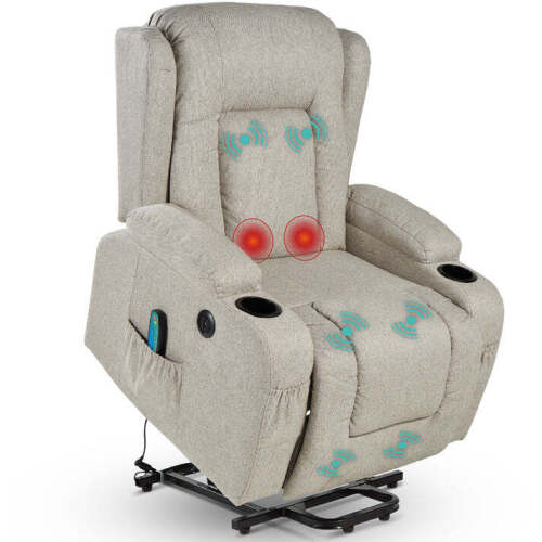 Electric Power Lift Recliner Massage Chair w/ Heat, USB Port, Cupholders - Lot 4364