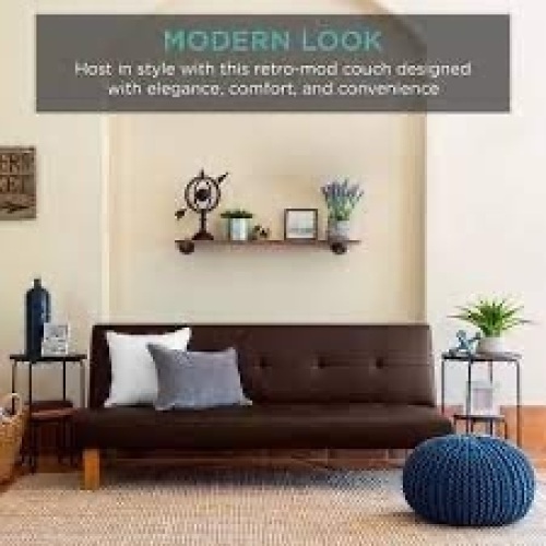 Convertible Lounge Futon Sofa Bed w/ Adjustable Back, Tufted Design - Lot 4381