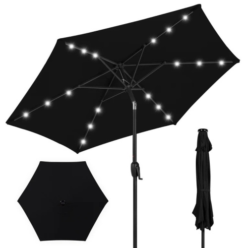 Outdoor Solar Patio Umbrella w/ Push Button Tilt, Crank Lift - 7.5ft - Lot 4393