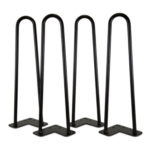16-Inch Mid-Century Modern Satin Black Hairpin Table Legs, 1/2" Diameter, Set of 4 - Lot 20