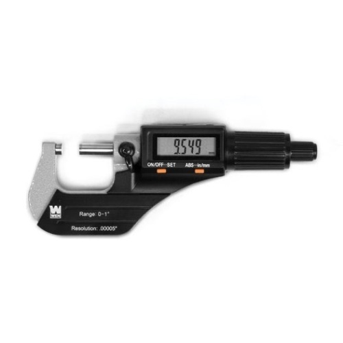 Standard and Metric Digital Micrometer with 0 to 1-Inch Range, .00005-Inch Accuracy, LCD Readout and Storage Case - Lot 54