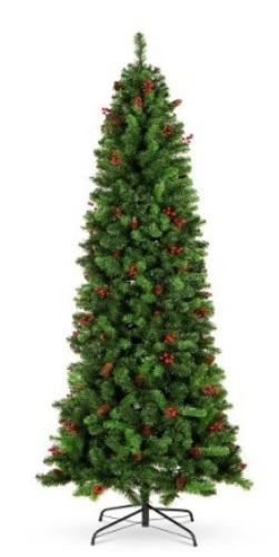 6 ft. Unlit Pre-Decorated Pine Artificial Christmas Tree with Pine Cones and Berries - Lot 67