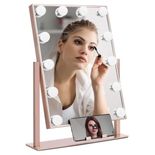 Hollywood Makeup Vanity Mirror w/ Smart Touch, Phone Holder, Adjustable Color Temp - Rose Gold - Lot 134