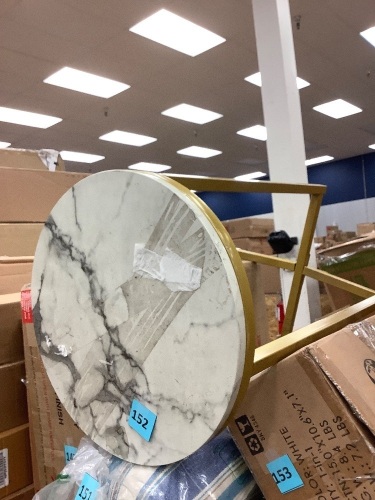 Round Coffee Table w/ Faux Marble Top, Metal Frame - 36in - Lot 152