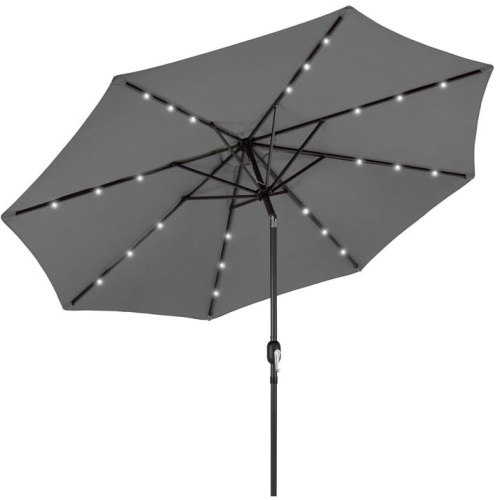 Solar LED Lighted Patio Umbrella w/ Tilt Adjustment, UV-Resistance - 10ft - Lot 349