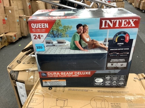 Intex Dura-Beam 24" Pillowtop Air Mattress, with Built-in Pump, Queen - Lot 386