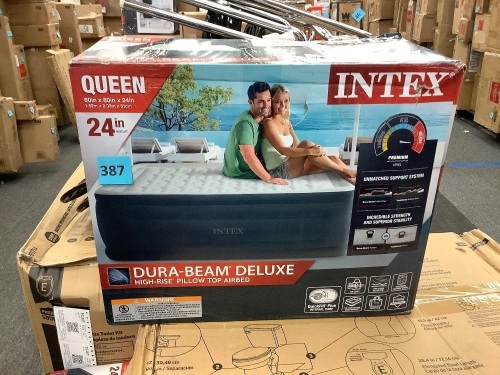 Intex Dura-Beam 24" Pillowtop Air Mattress, with Built-in Pump, Queen - Lot 387