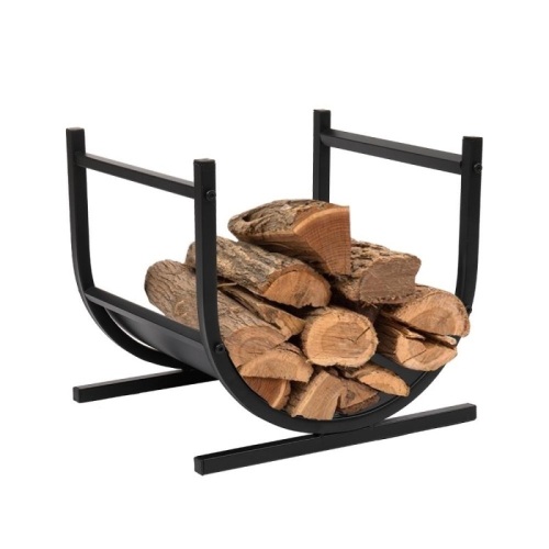 Firewood Holder Small Decorative Indoor/Outdoor Firewood Racks Fireside Log Rack, Black - Lot 451