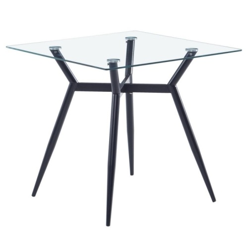 Dining Table Modern Minimalist Glass Kitchen Table Square Transparent Metal Legs - Lot 476
