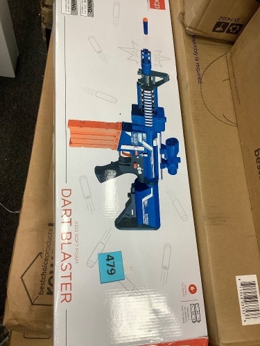 Kids Motorized Foam Dart Blaster, Toy Combat Battle Set w/ Electric Motor, High-Capacity Drum, 20 Soft Darts, Long Distance Shooting - Multicolor - Lot 479