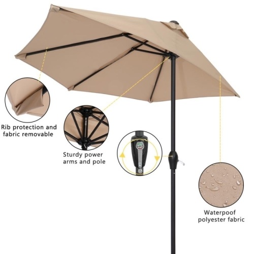 9ft Half Round Patio Umbrella Wall Balcony Door Outdoor with Crank Top Color - Lot 485