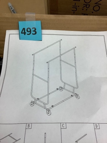 Two Bar Rolling Clothes Rack - Lot 493
