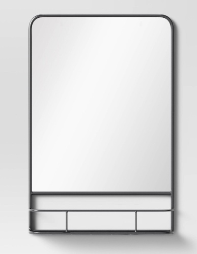 20" × 30" Pharmacy Mirror with Metal Shelf (Powder Coated)Mirror Pewter - Threshold , Like New, Retail - $80 - Lot 17