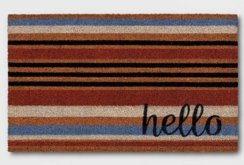 1'6"×2'6" Hello Striped Doormat - Threshold, Like New, Retail - $13 - Lot 21